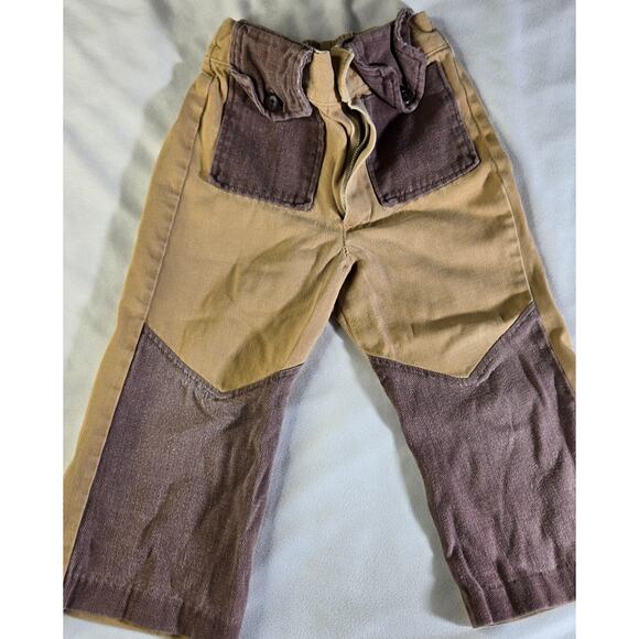 Vintage 2T Girls Pants Jack Tar Togs Plaid Beige Brown Button Pocket Pant 1970s - Picture 9 of 14